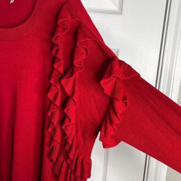 BP Red Ruffle Sleeve Sweater - Picture 3 of 6